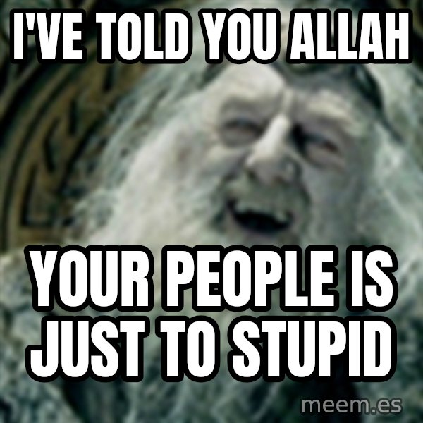 you have no power here meme: I've told you Allah / your people is just to stupid