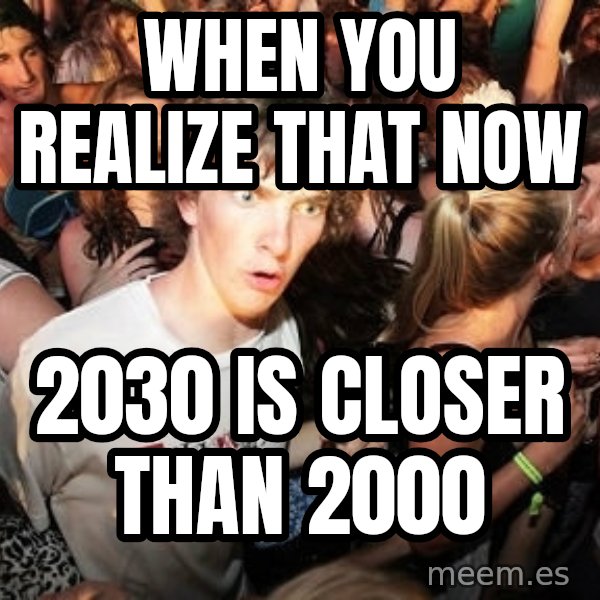 Sudden Realization Ralph meme: WHEN YOU REALIZE THAT NOW / 2030 IS CLOSER THAN 2000