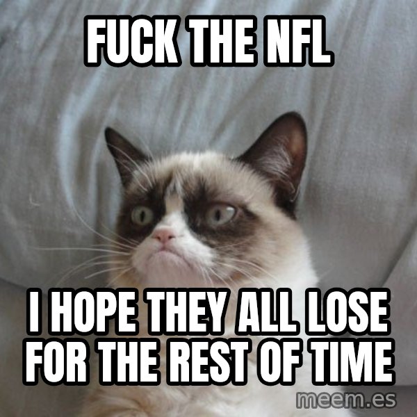 Grumpy cat good meme: fuck the NFL / I hope they all lose for the rest of time