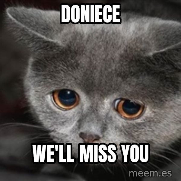 Sadcat meme: Doniece / We'll Miss You