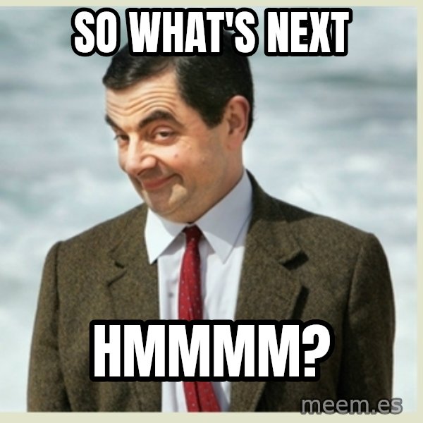 MR bean meme: So what's next / hmmmm?