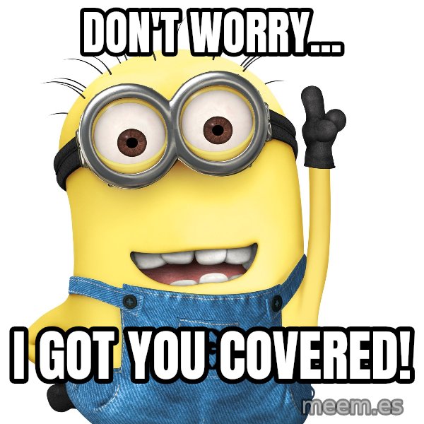 Despicable Me Minion meme: Don't worry... / I got you covered!