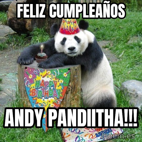 Happy Birthday Panda meme: feliz cumpleaños / andy pandiitha!!!