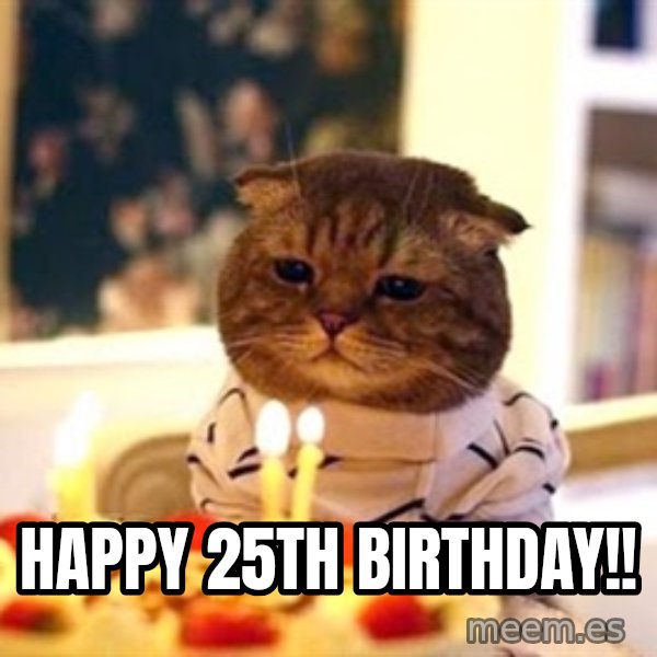 Birthday Cat meme: Happy 25th Birthday!!