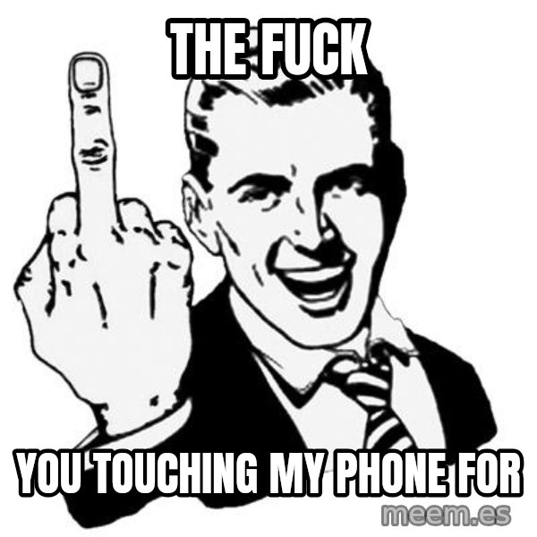 Lol Fuck You meme: The FUCK / You touching my phone for