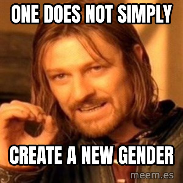 One Does Not Simply meme: ONE DOES NOT SIMPLY / CREATE A NEW GENDER