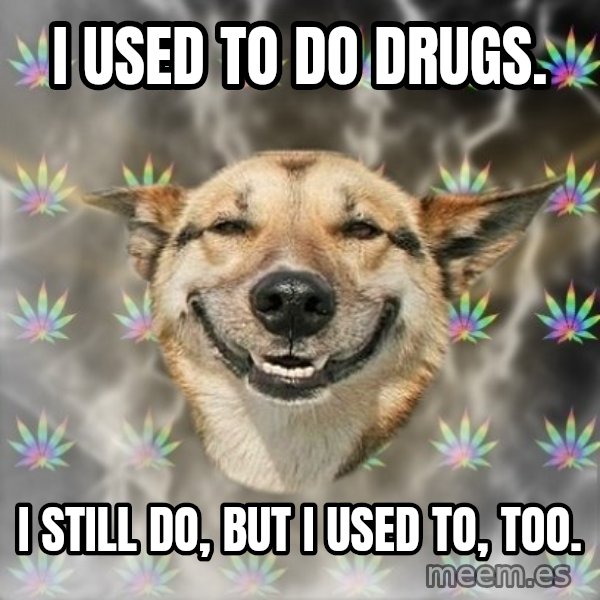 Stoner Dog meme: I used to do drugs. / I still do, but I used to, too.