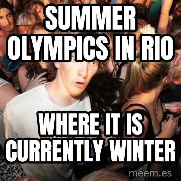 Sudden Realization Ralph meme: summer olympics in rio / where it is currently winter