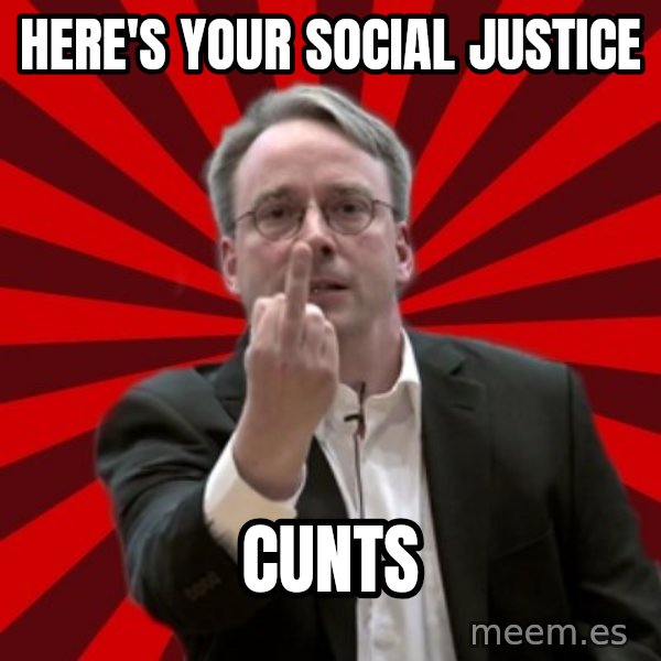 Angry Linus meme: here's your social justice / cunts