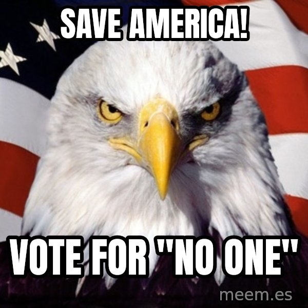 American Pride Eagle meme: save america! / Vote for "NO one"