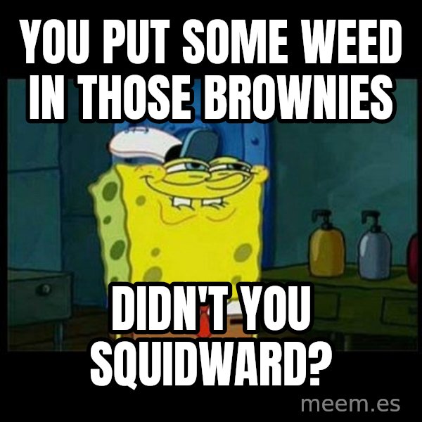 Don't you, Squidward? meme: You put some weed in those brownies / didn't you squidward?