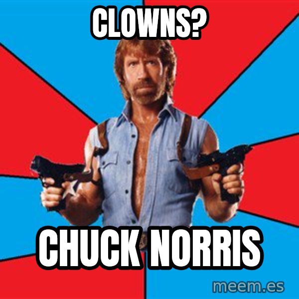 Chuck Norris  meme: clowns? / chuck norris