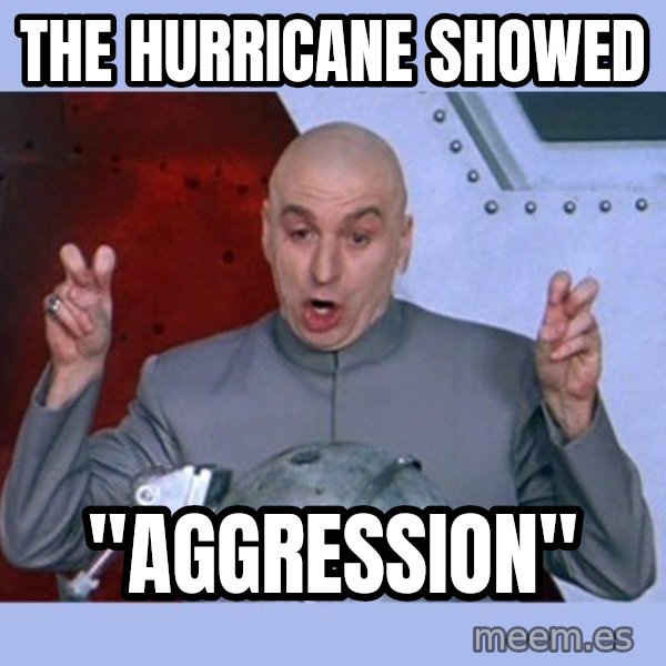 Dr Evil meme meme: the hurricane showed / "aggression"