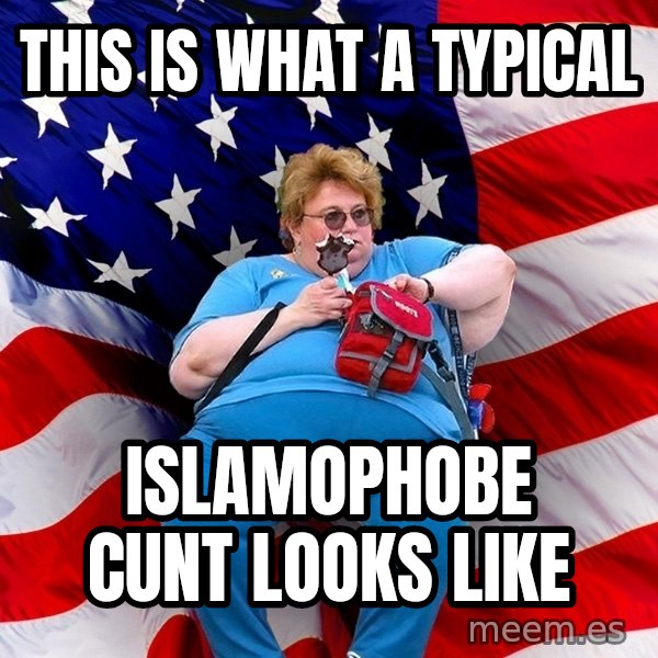 Obese American meme: This is what a typical / Islamophobe cunt looks like