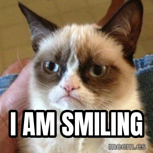 Grumpy Cat  meme: I am SMILING
