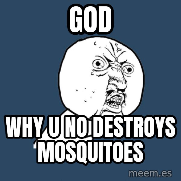 Y U No meme: god / why u no destroys mosquitoes