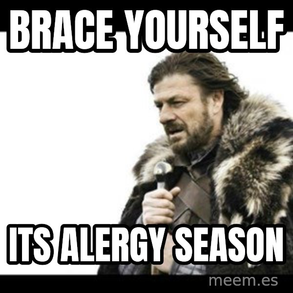Winter is Coming meme: brace yourself / its alergy season