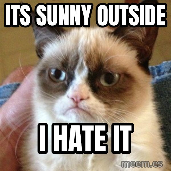 Grumpy Cat  meme: its sunny outside / i hate it