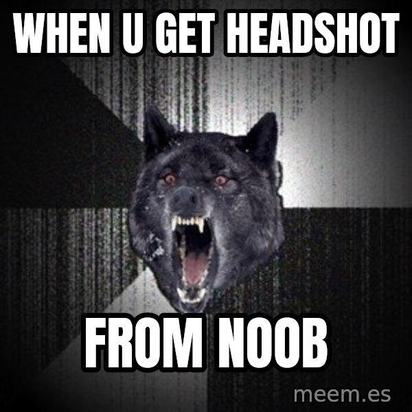 Insanity Wolf meme: When u get headshot / from noob