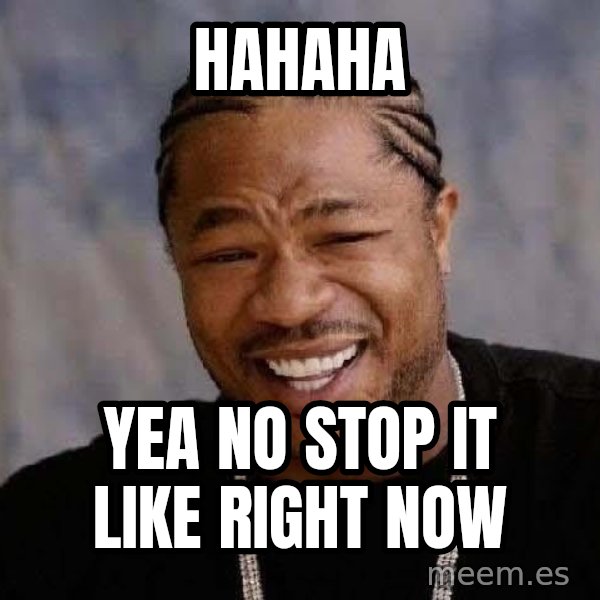Yo Dawg meme: hAHAHA / yea no stop it like right NOW