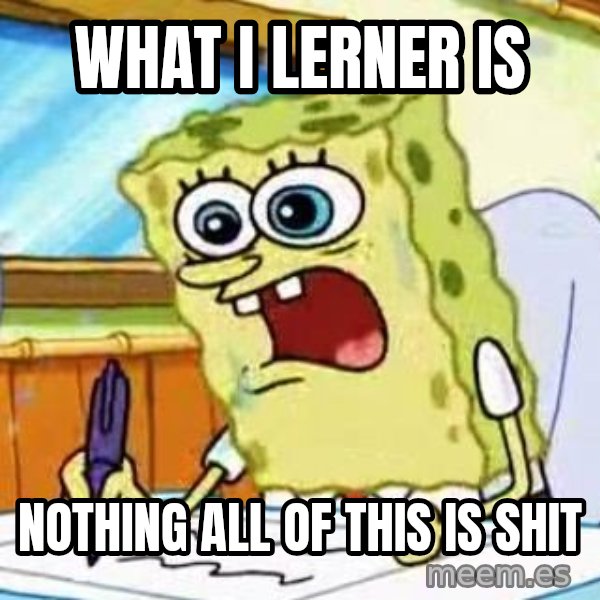 Spongebob What I Learned In Boating School Is meme: what i LERNER is / nothing all of this is shit