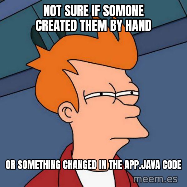 Futurama Fry meme: not sure if somone created them by hand / or something changed in the App.java code