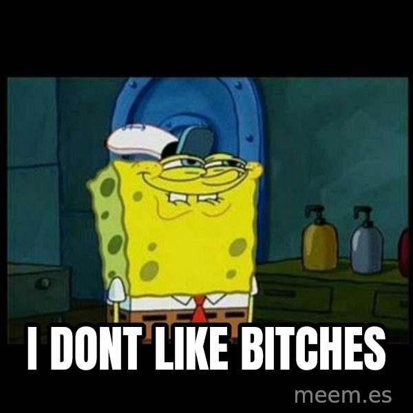 Don't you, Squidward? meme: I DONT LIKE BITCHES