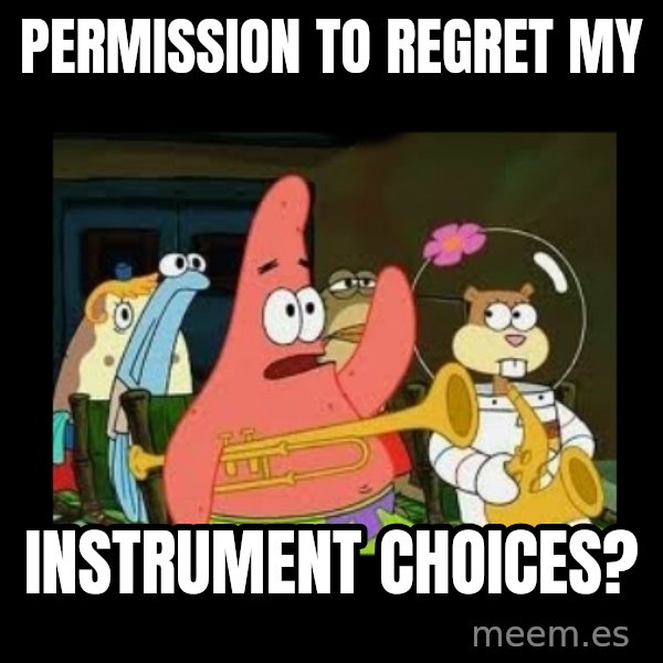 Patrick Star Instrument meme: Permission to regret my / instrument choices?