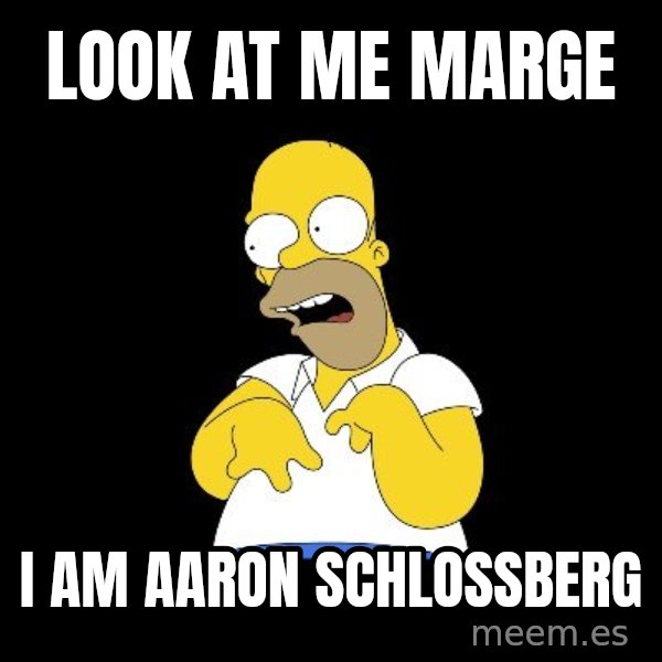 look-marge meme: LOOK AT ME MARGE / I AM AARON SCHLOSSBERG