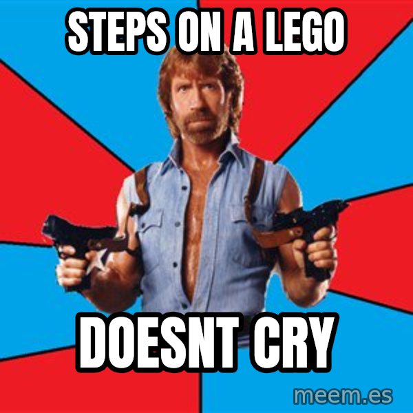 Chuck Norris  meme: steps on a lego / doesnt cry