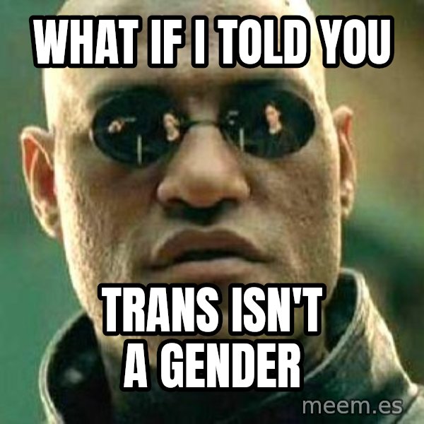 What if I told you / Matrix Morpheus meme: What if I told you / trans isn't a gender