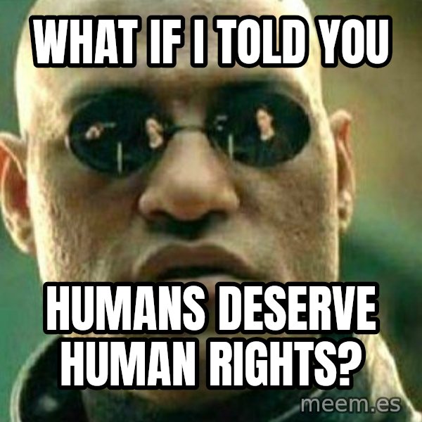What If I Told You meme: What if I told you / humans deserve human rights?