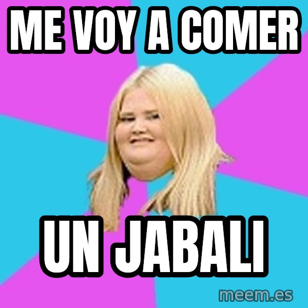 Fat Girl meme: Me voy a comer / Un jabali
