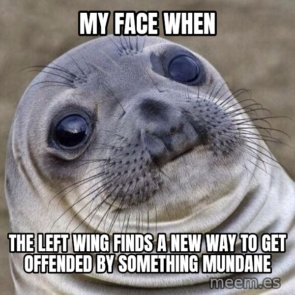 Awkward Seal meme: My Face When / The Left Wing finds a new way to get offended by something mundane