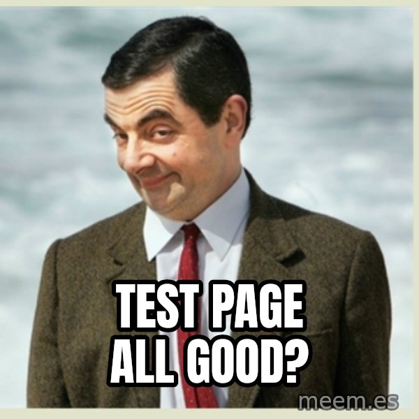 MR bean meme: Test page all good?
