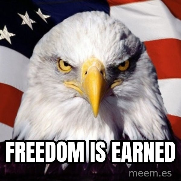 American Pride Eagle meme: Freedom is earned