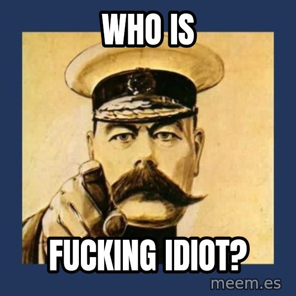 your country needs you meme: Who is / fucking idiot?