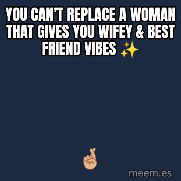 Blank Black meme: You can’t replace a woman that gives you wifey & best friend vibes ✨ / 🤞🏼