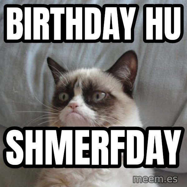 Grumpy cat good meme: Birthday hu / Shmerfday