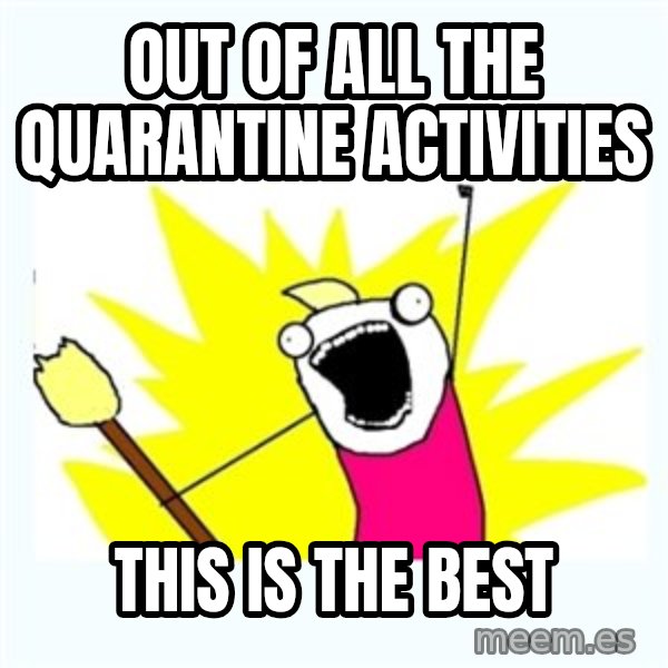 All the things meme: Out of all the quarantine activities / this is the best
