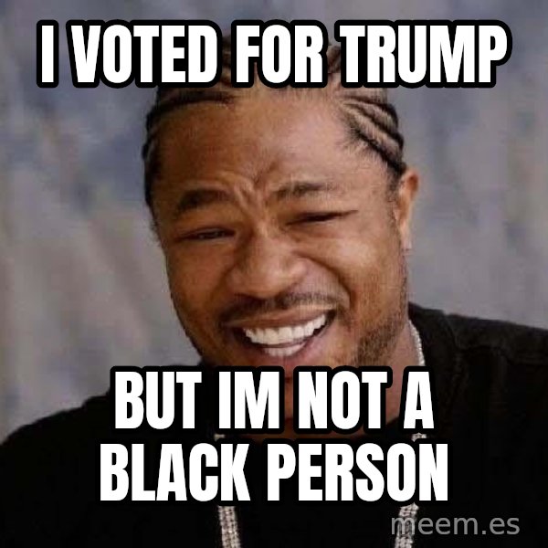 Yo Dawg meme: I voted for TRUMP / But im not a black person