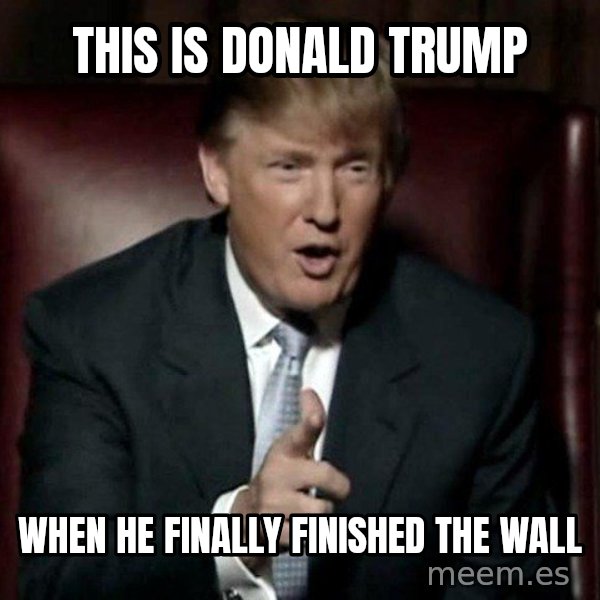 Donald Trump meme: This is Donald trump / When he finally finished the wall
