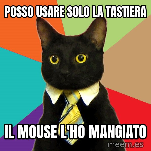 Business Cat meme: posso usare solo la tastiera / il mouse l'ho mangiato