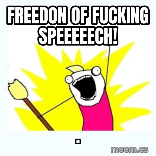 All the things meme: Freedon of fucking speeeeech! / .