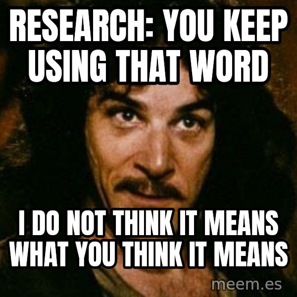 You keep using that word, I don't think it means what you think it means meme: Research: You keep using that word / I do not think it means what you think it means