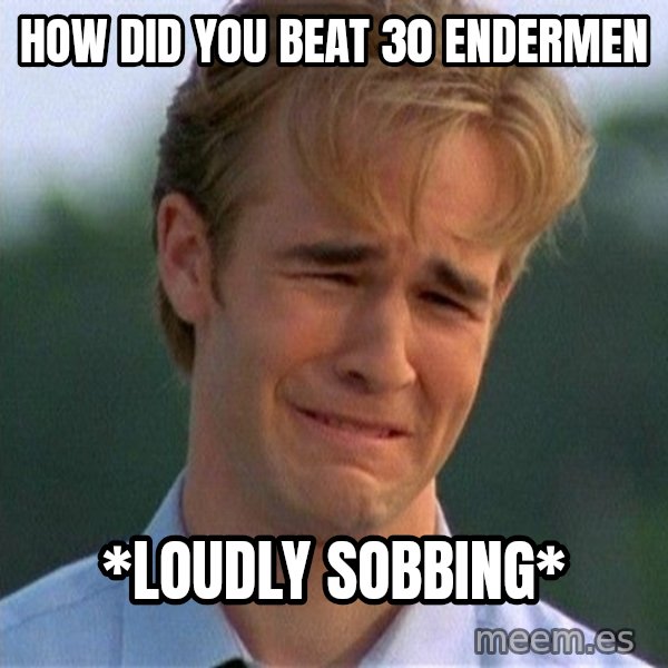 Dawson Crying meme: how did you beat 30 endermen / *loudly sobbing*