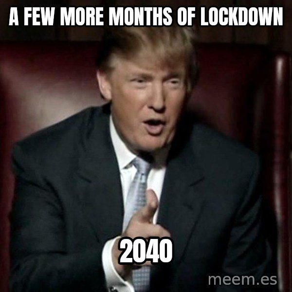 Donald Trump meme: a few more months of lockdown / 2040