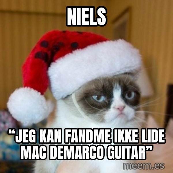 Grumpy Cat Santa Hat meme: Niels / “Jeg kan fandme ikke lide Mac demarco guitar”