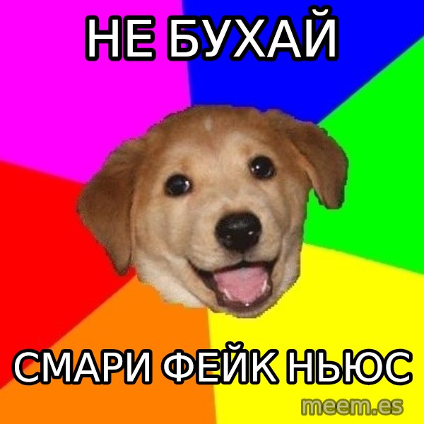 Advice Dog meme: не бухай / смари фейк ньюс