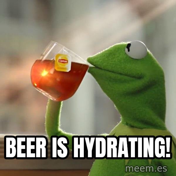 Kermit The Frog Drinking Tea meme: Beer is hydrating!